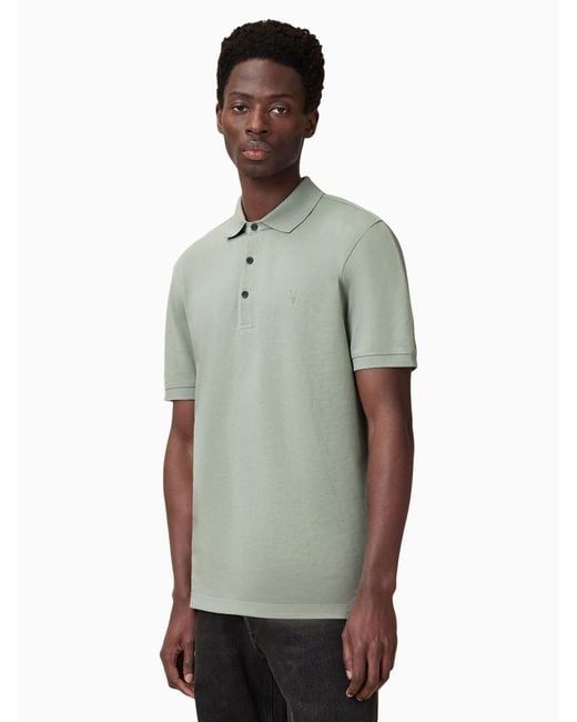 AllSaints Green Allsaints Reform Short Sleeve Polo Shirt for men