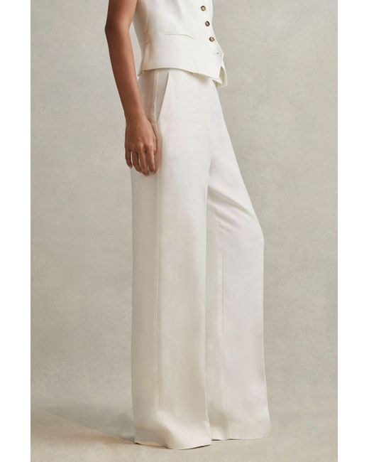 Reiss Natural Lori Anzughose Mit Weitem Bein Aus Viskose-Leinen​​​​​​​