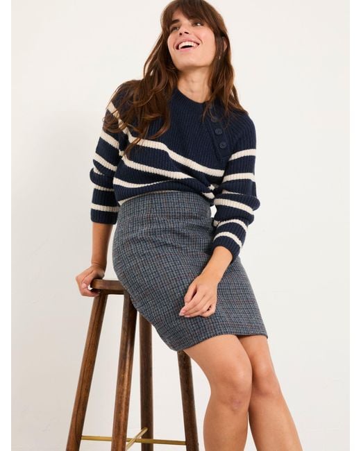 FatFace Blue Fatface Jackie Tweed Wool Skirt