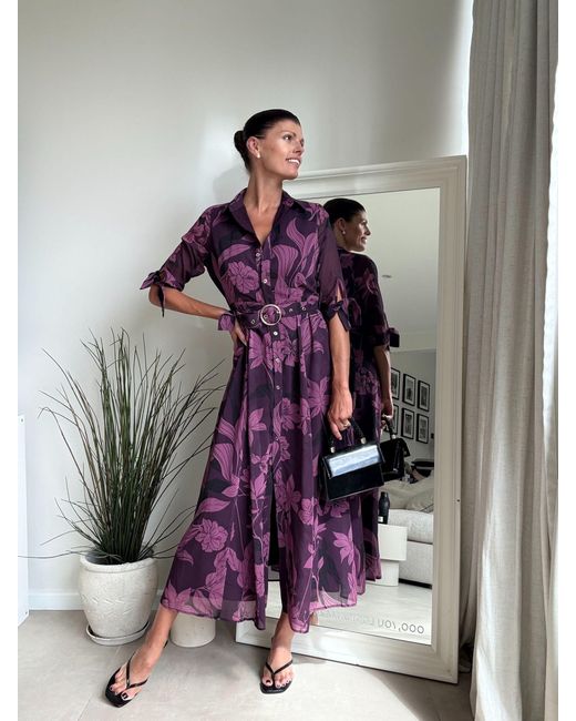 Style Cheat Multicolor Daphne Belted Shirt Dress