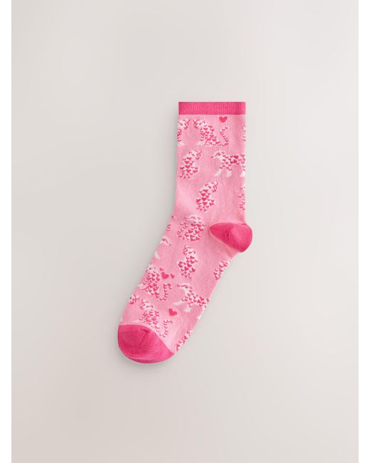 Next Pink Hearts Leopard Ankle Socks 4 Pack