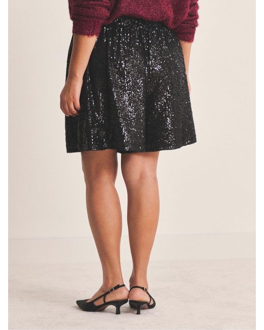 Simply Be Black Sequin Wrap Skort