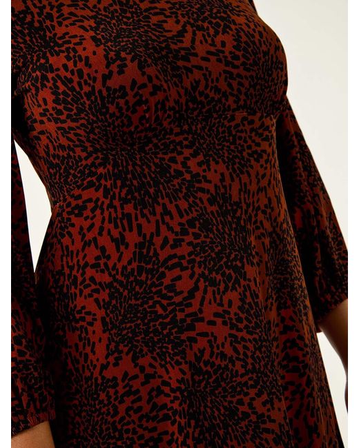 Roman Red Speckled A-Line Stretch Midi Dress