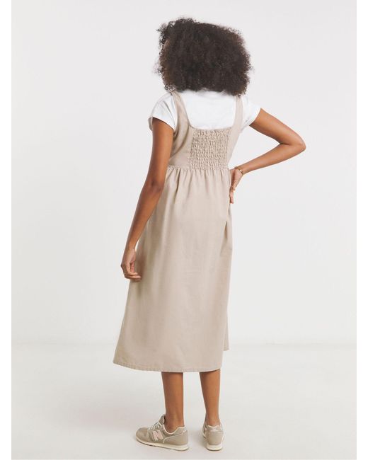 Simply Be Natural 100% Cotton Cargo Notch Neck Apron Midi Dress