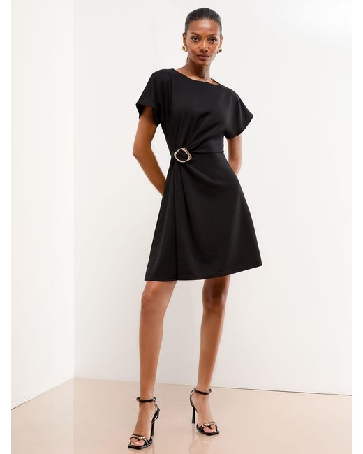 Lipsy Black Hardware Detail Mini Skater Dress