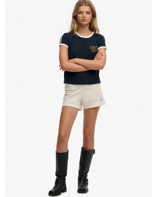 Superdry White Athletic Essential Jersey Script Shorts