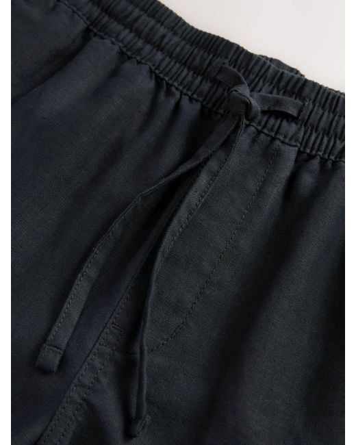 Next Black Signature 100% Linen Elasticated Waist Shorts for men