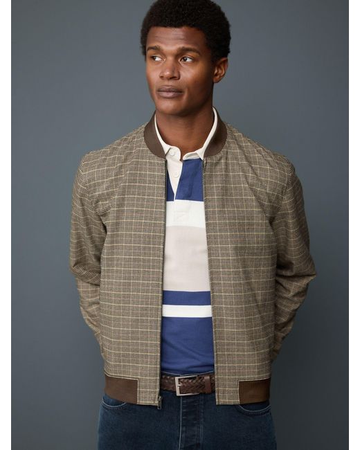 Next Blue Smart Check Bomber Jacket for men