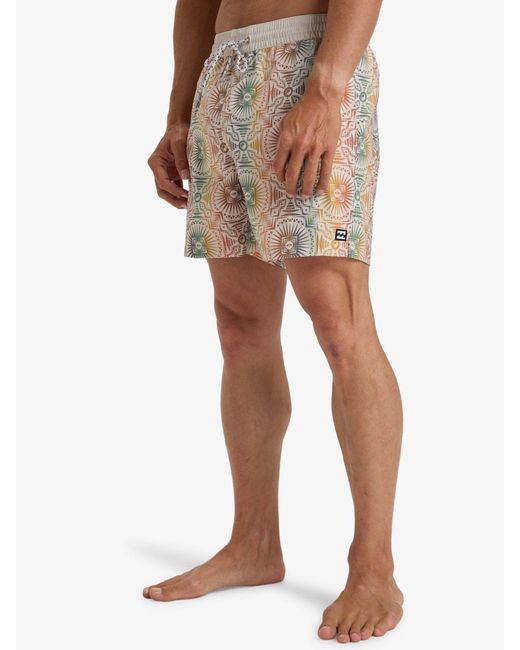 Billabong Natural Vacay Geometric Print Logo Swim Shorts for men