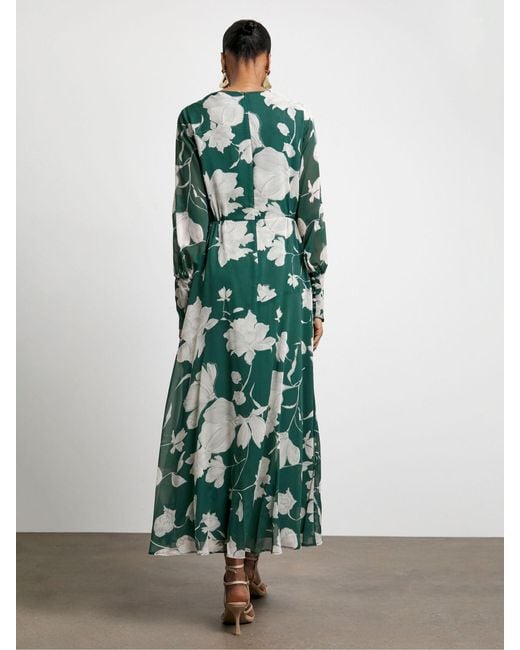 Joanna Hope Green Long Sleeve Key Hole Maxi Dress