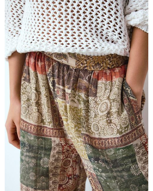 Next Natural Patchwork Balloon Leg Trousers