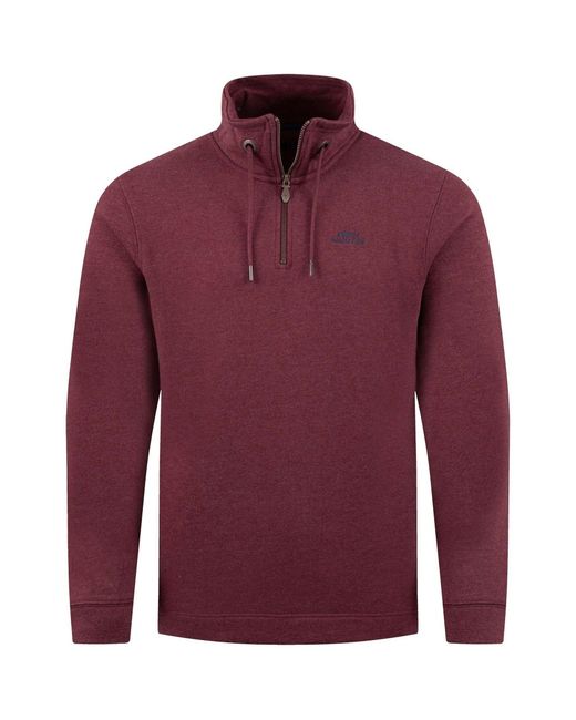Weird Fish Red Brampton 1/4 Zip Sweatshirt for men