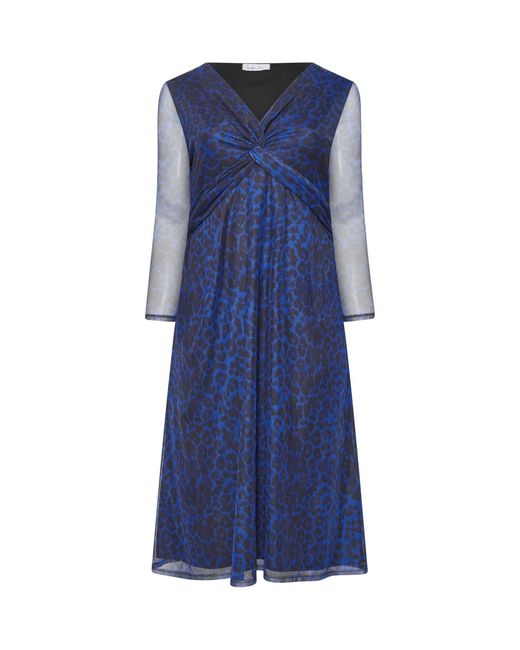 Yours Curve Women's Blue London Twist Front Mesh Maxi Dress