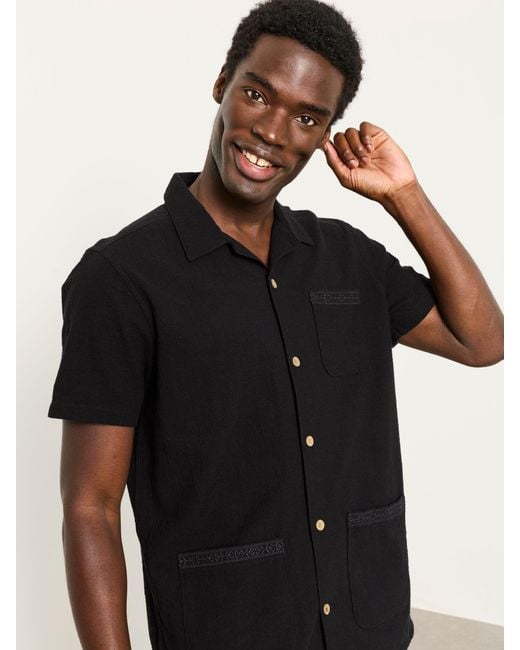 FatFace Green Fatface Short Sleeve 3 Pocket Textured Fabric Shirt for men