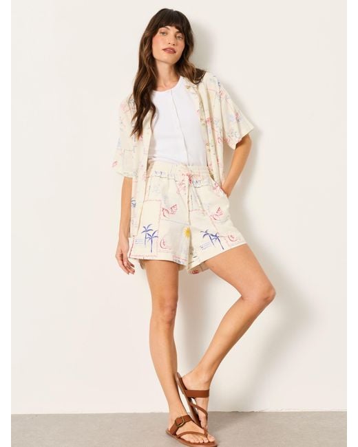 FatFace Natural Fatface Cassie 100% Linen Shorts