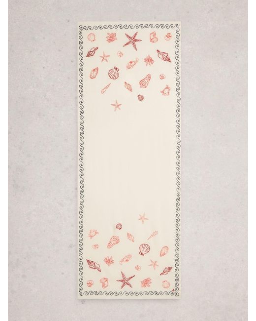 White Stuff Natural Embroidered Shell Scarf