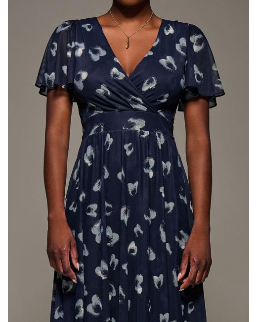 Jolie Moi Blue Mesh Short Sleeve Midaxi Dress