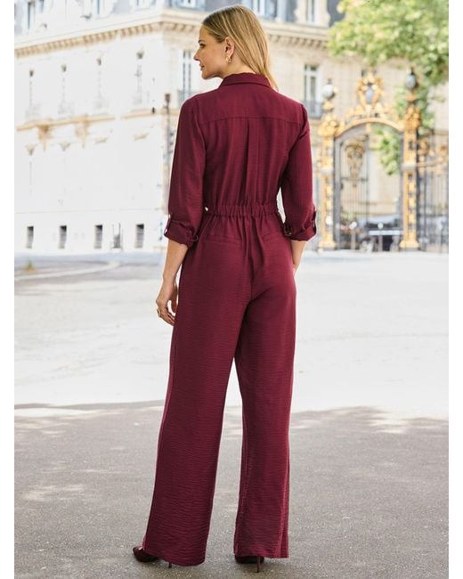 Sosandar Red Button Front Jumpsuit