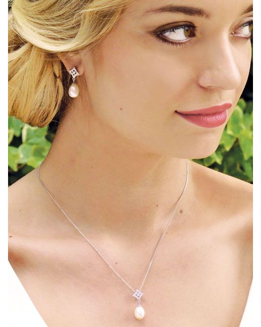 Ivory & Co. White Tone Morocco Crystal And Pearl Earrings