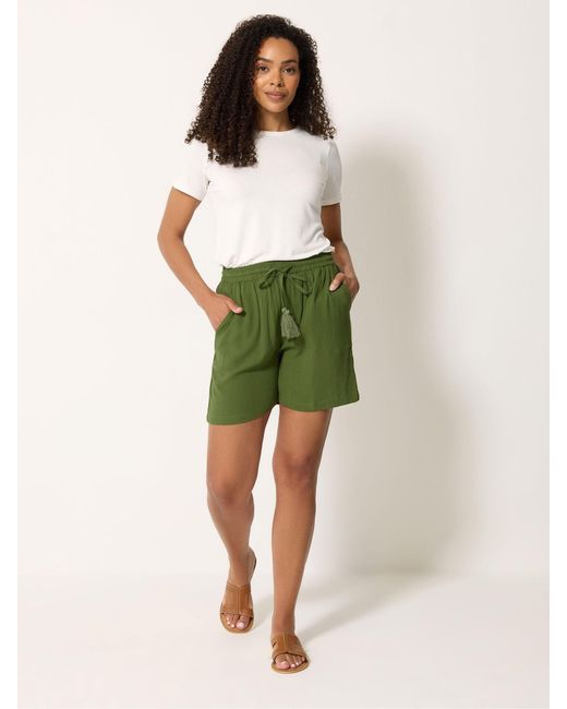 M Com Green Crinkle Shorts
