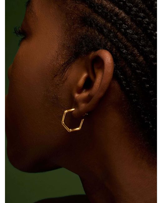 Accessorize Metallic Stainless Steel Bamboo Hoop Earrings