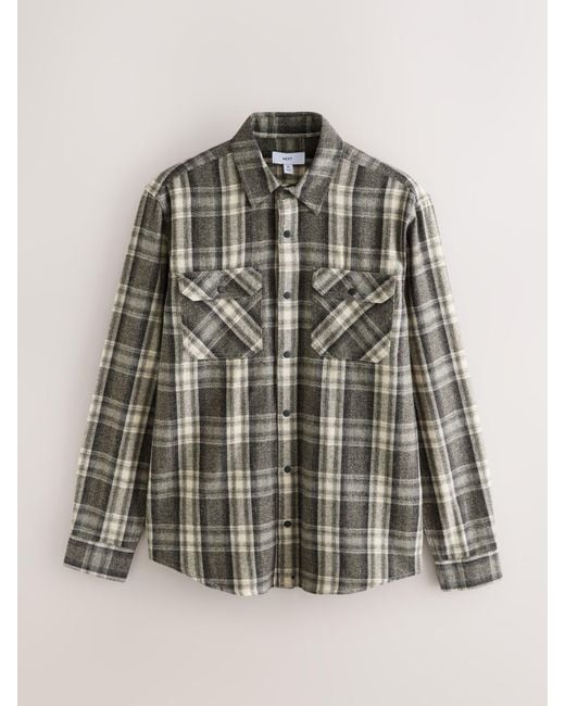 Next Men's Green Long Sleeve Check Shirt