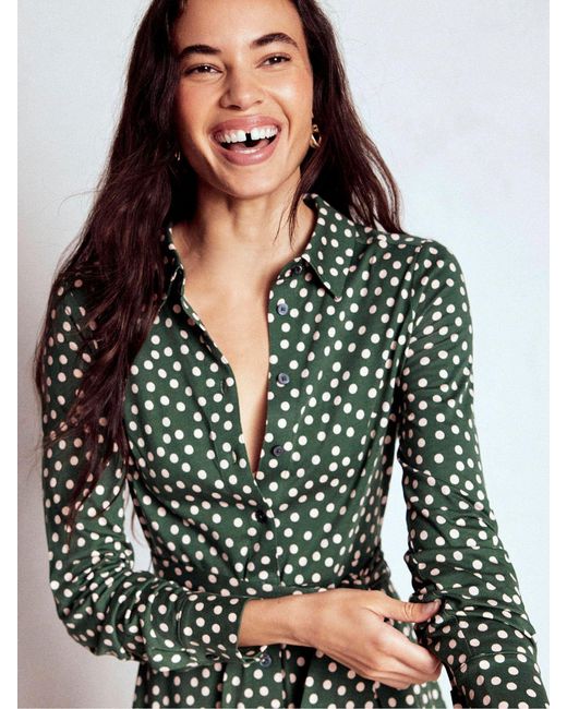 Boden Green Marcia Jersey Shirt Dress