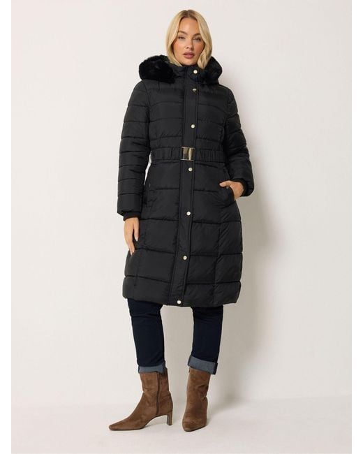 M Com Black Glam Belted Midi Coat