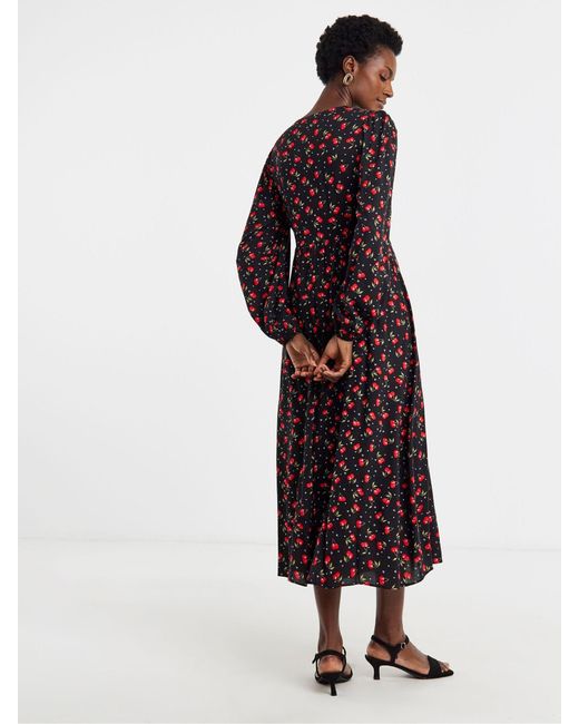 JD Williams Red Button Through Tea Dress
