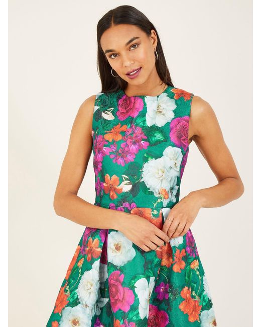 Yumi' Blue Floral Skater Dress