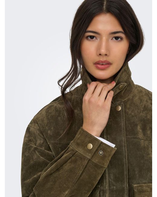 ONLY Green Suede Collared Jacket