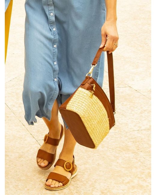 Pavers Brown Touch Fasten Platform Sandals