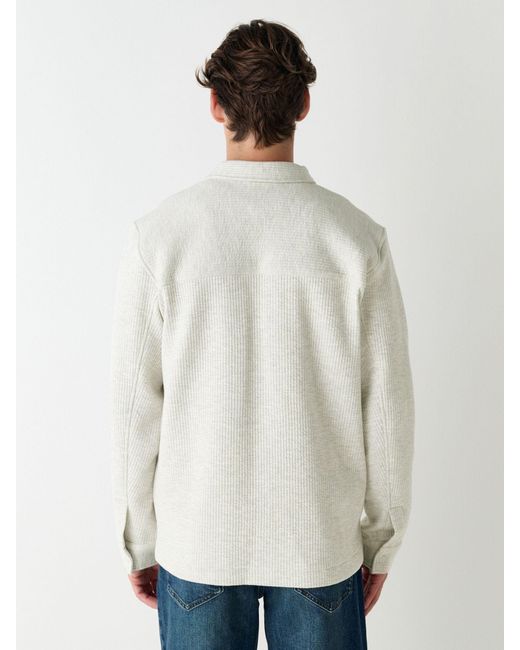 Next Linear Texture Popper Shacket in Natural für Herren