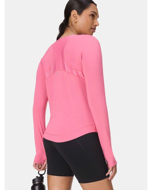 Sweaty Betty Pink Breathe Easy Mesh Long Sleeve Top