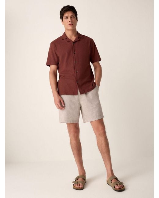 Next White Linen Blend Elasticated Waist Shorts for men