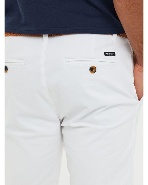 Threadbare White Belted Chino Shorts for men