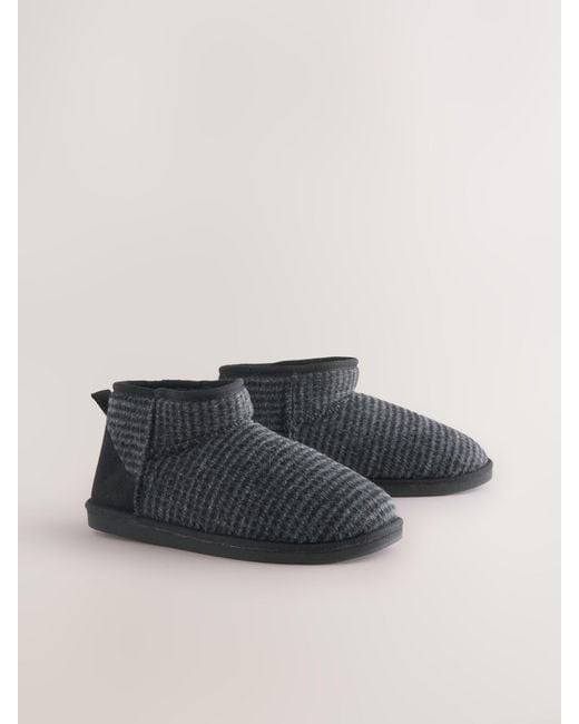 Next Gray Dogtooth Boot Slippers for men
