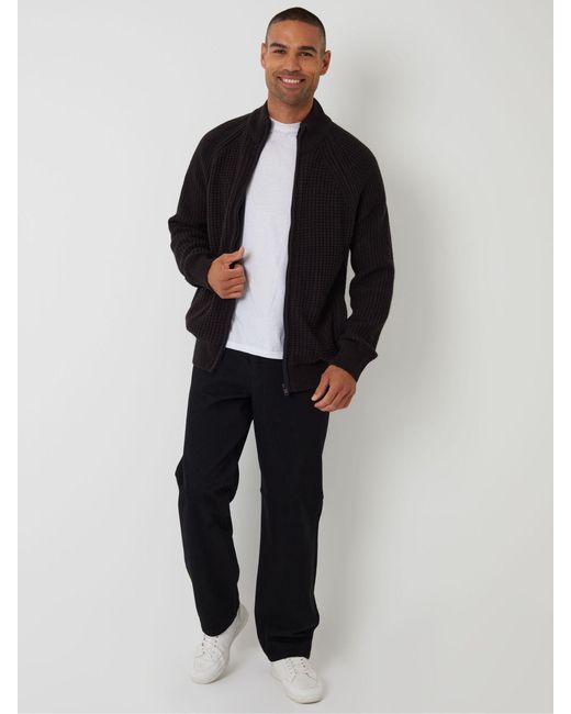 Threadbare Black Zip Up Cardigan With Microfleece Lining for men