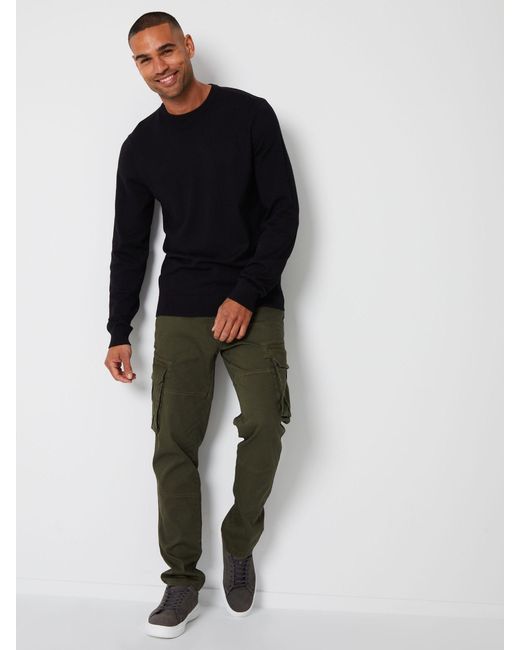 Threadbare Black Chrome Crew Neck Knitted Jumper for men