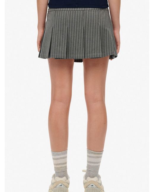 Superdry Gray Pinstripe Pleat Mini Skirt