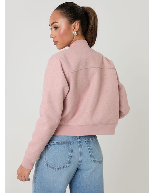Threadbare Pink Faux Wool Bomber Jacket
