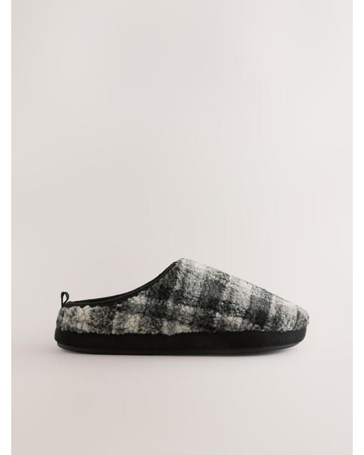 Next Gray Check Mule Slippers for men