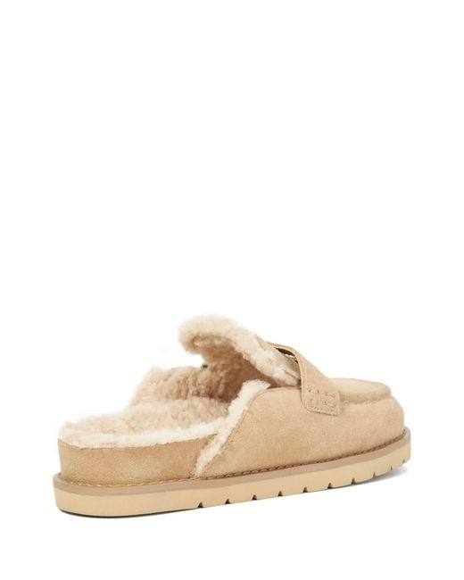 Dune Natural Goldy Lined Backless Loafers for men