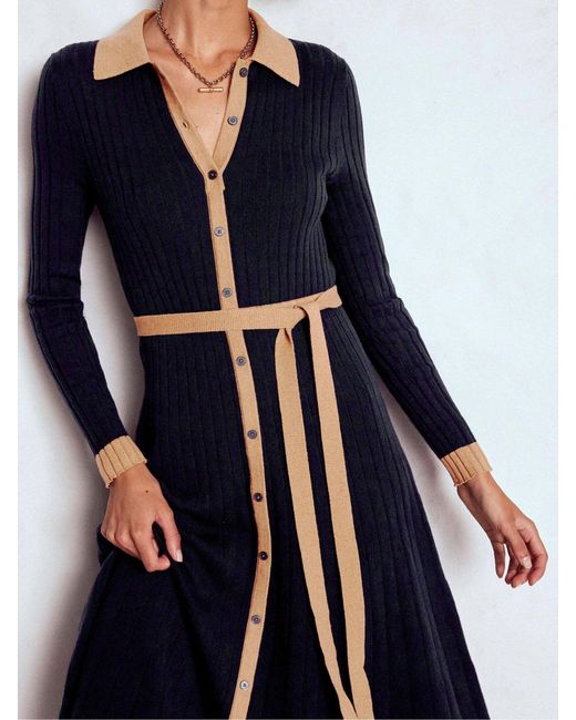 Boden Rachel Knitted Shirt Dress in Blue | Lyst