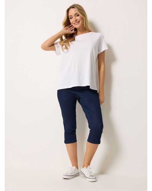 M Com Blue Denim Capri Jeans