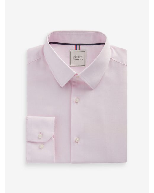 Next Pink Slim Fit Easy Care Textured Single Cuff Smart Shirt for men