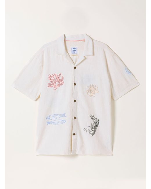 FatFace Gray Fatface Short Sleeve Relaxed Fit Mcs Sea Embroidery Shirt for men
