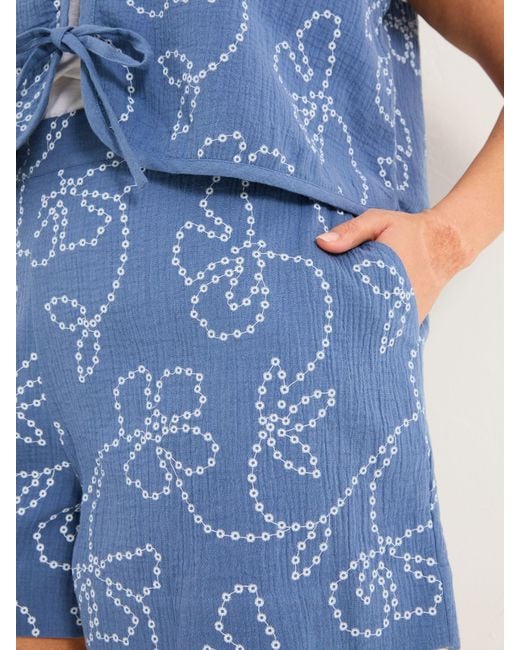 FatFace Blue Rosie Printed Shorts