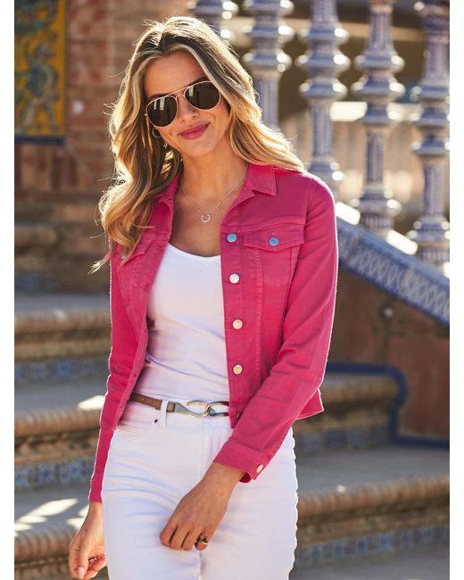 Sosandar Pink Bright Denim Jacket