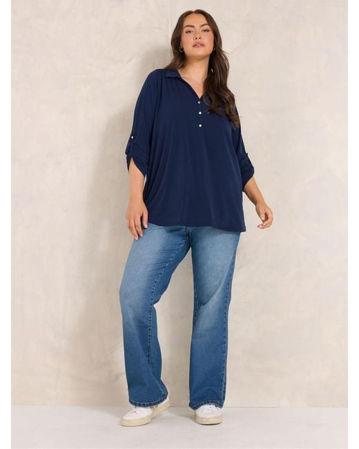 Evans Blue Collared Jersey Shirt